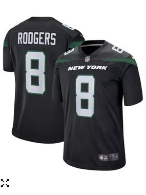 NWOT New York Jets Aaron Rodgers #8 Black Football Jersey